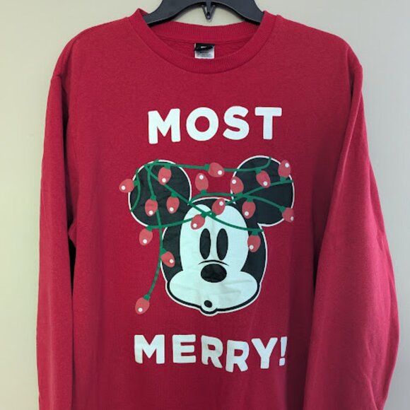 Disney Mickey Mouse Crew Neck Christmas Sweater Adults Size Large - Picture 1 of 4